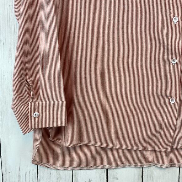 NWT OMSJ Red Seersucker Striped Button Down Front Pocket Shirt Plus Size 2XL - Picture 3 of 12